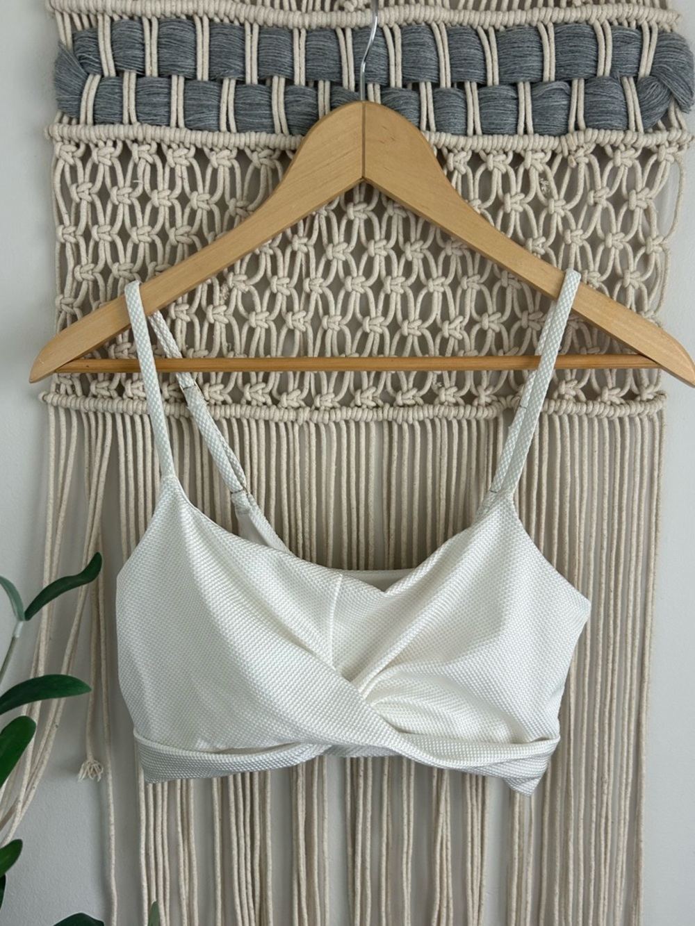 Aerie White Twist-Front Bikini Top